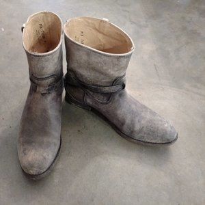 Grey distressed Frye booties